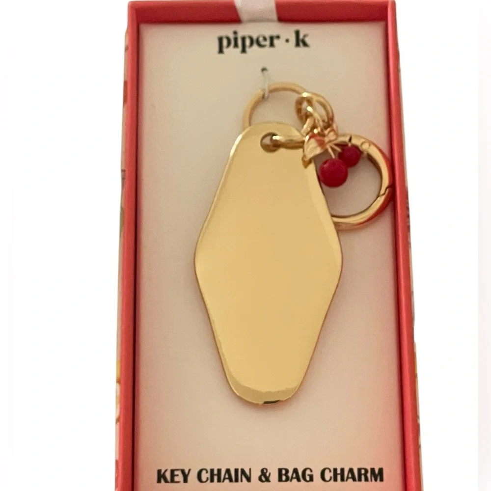 PIPER K Gold-Tone Keychain Bag Charm Cherry Ma Cherie